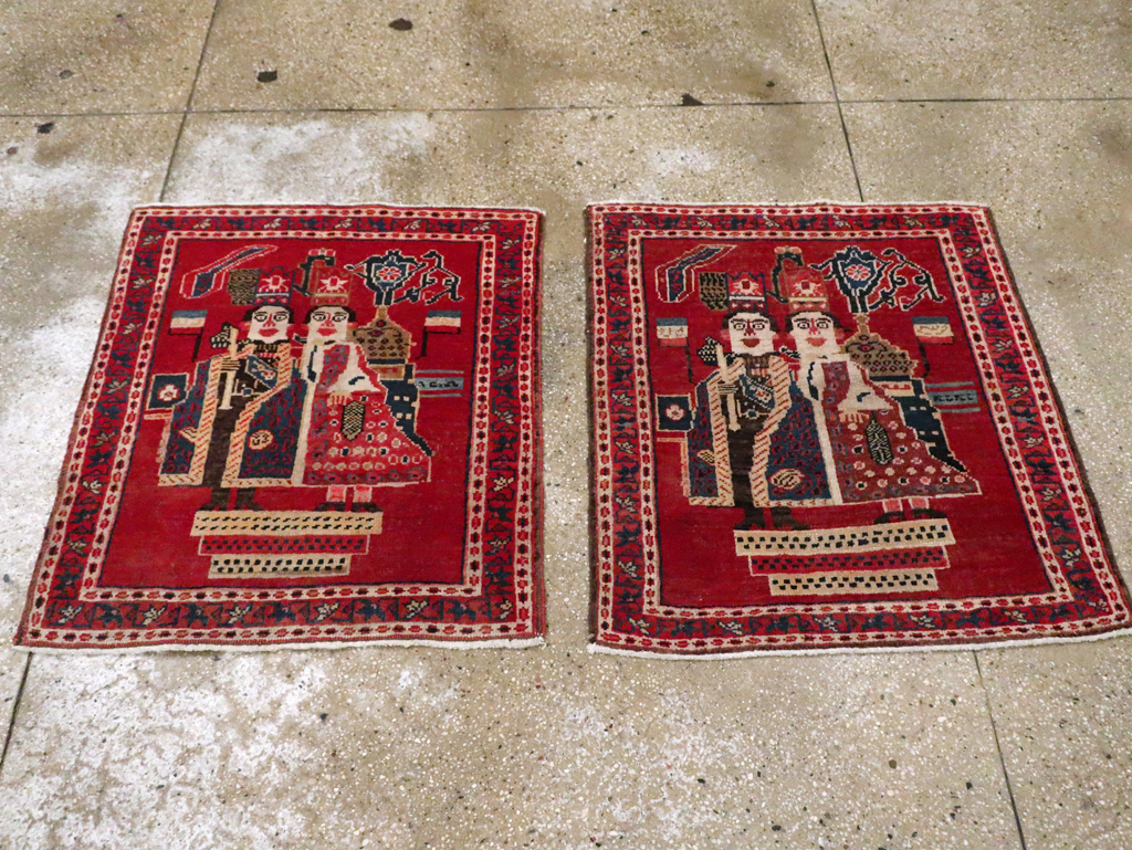 Antique Persian Heriz Pictorial Rug (Pair: 1 of 2), No.20091 - Galerie Shabab