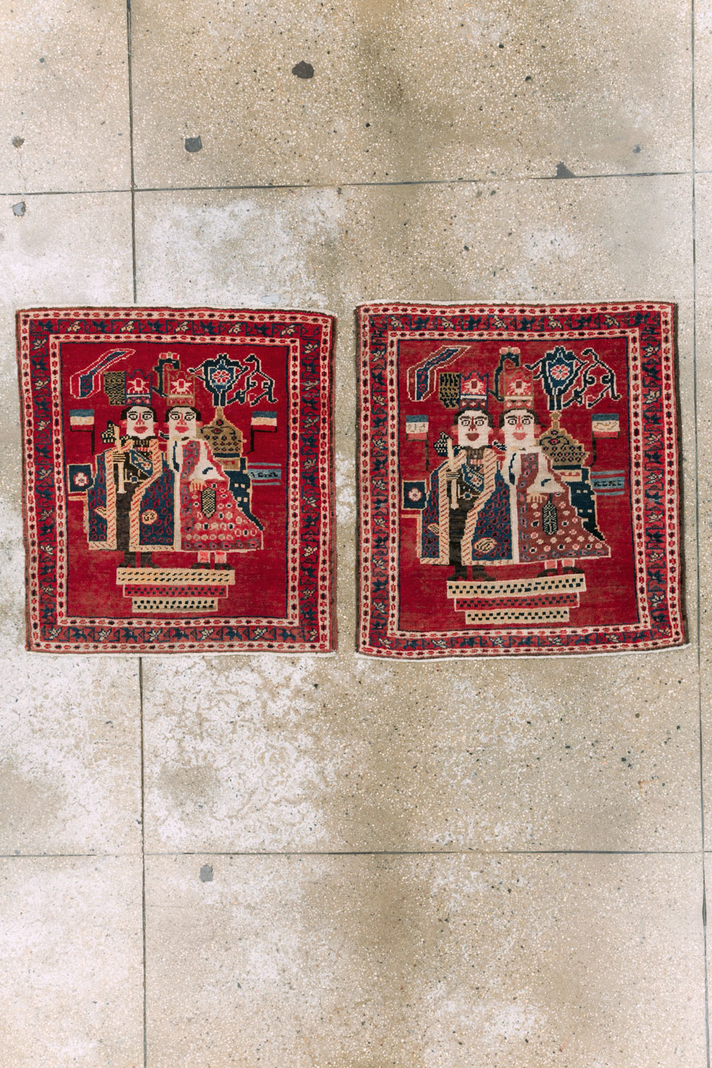 Antique Persian Heriz Pictorial Rug (Pair: 1 of 2), No.20091 - Galerie Shabab