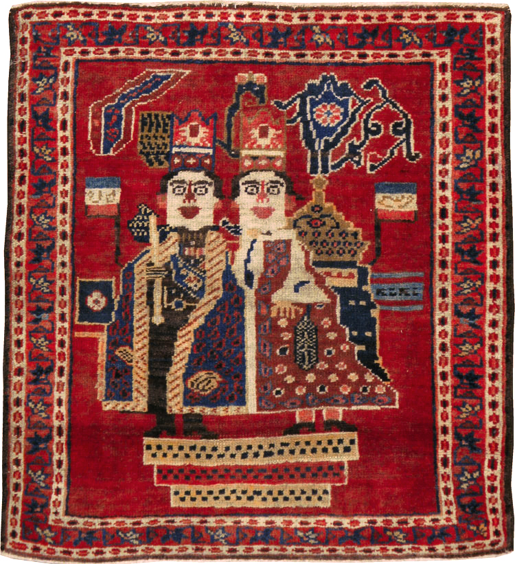 Antique Persian Heriz Pictorial Rug (Pair: 2 of 2), No.20092 - Galerie Shabab