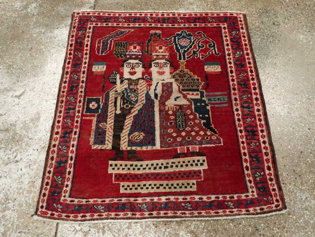 Antique Persian Heriz Pictorial Rug (Pair: 2 of 2), No.20092 - Galerie Shabab