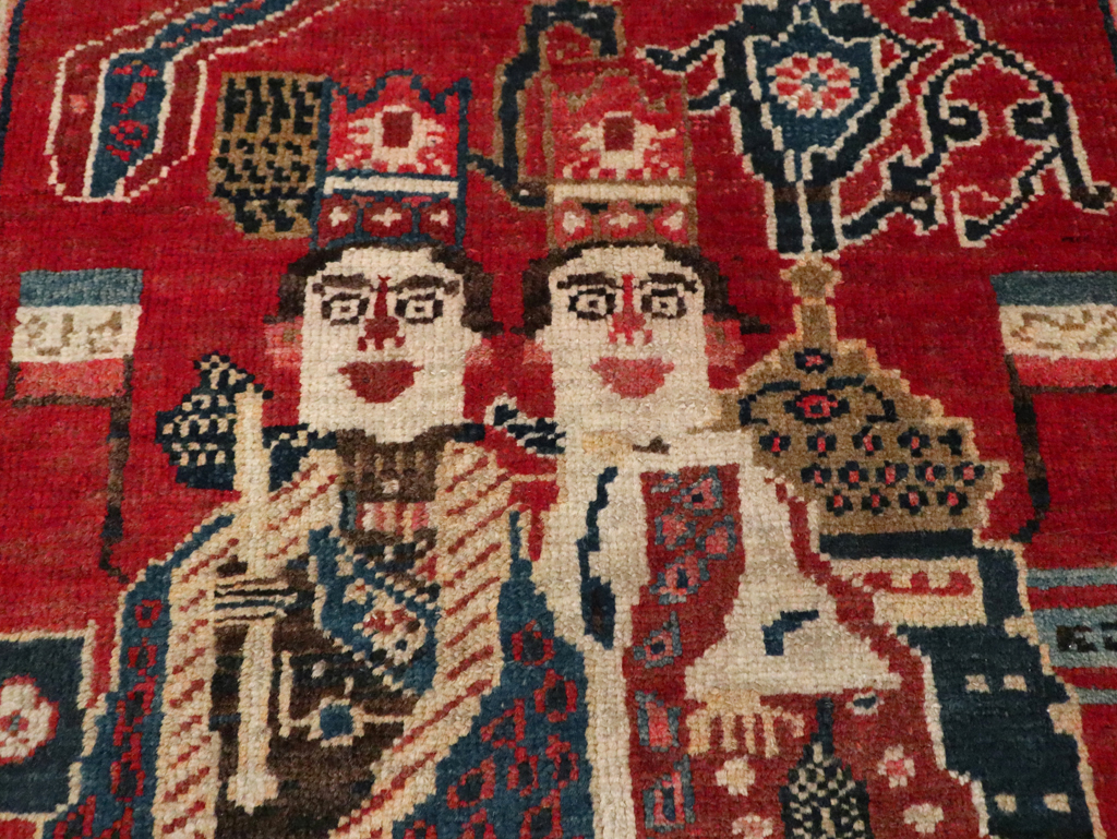 Antique Persian Heriz Pictorial Rug (Pair: 2 of 2), No.20092 - Galerie Shabab
