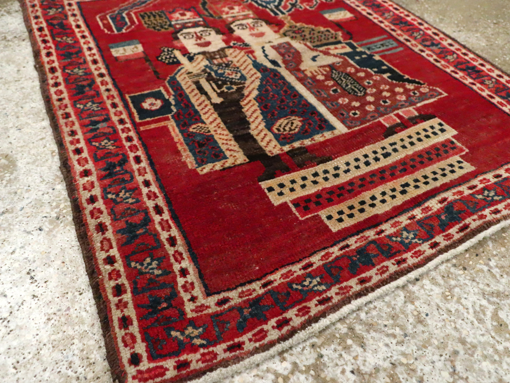 Antique Persian Heriz Pictorial Rug (Pair: 2 of 2), No.20092 - Galerie Shabab