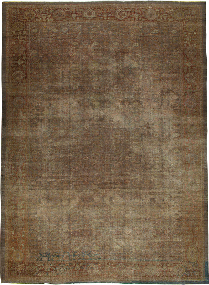 Distressed Antique Mahal Carpet, No.20183 - Galerie Shabab
