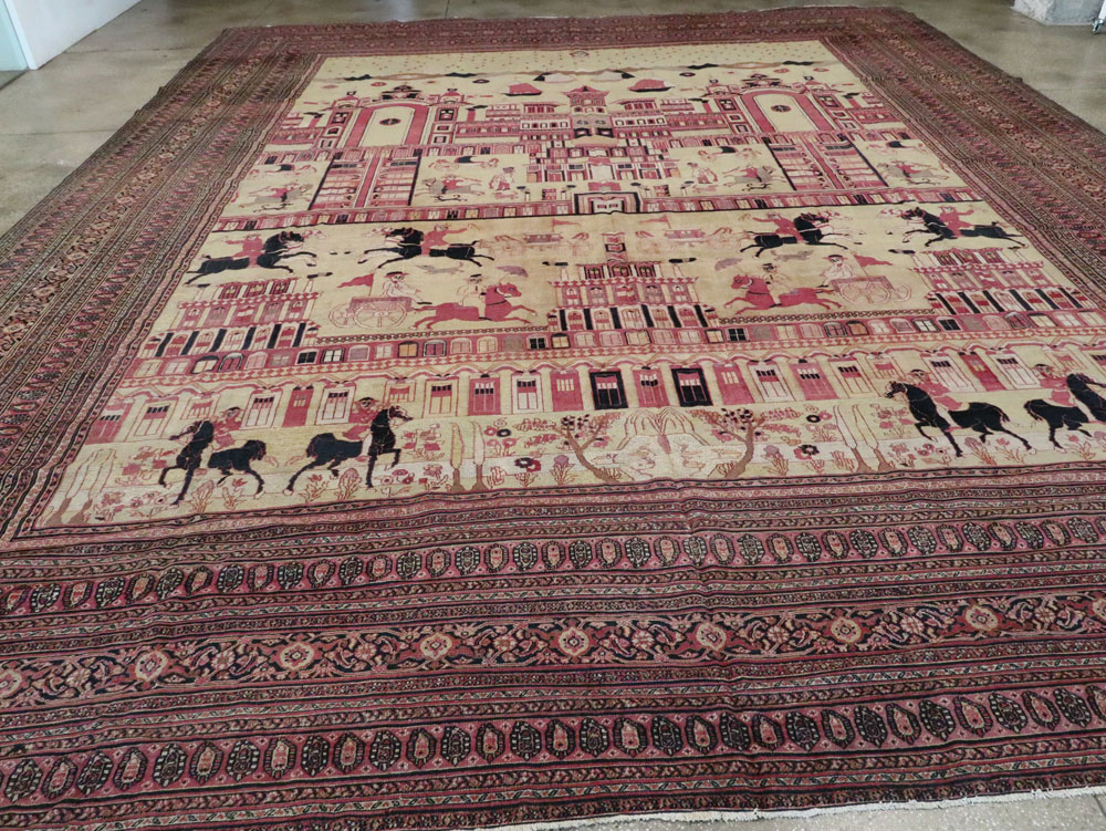 Antique Persian Dorokhsh Pictorial Carpet, No.20362 - Galerie Shabab