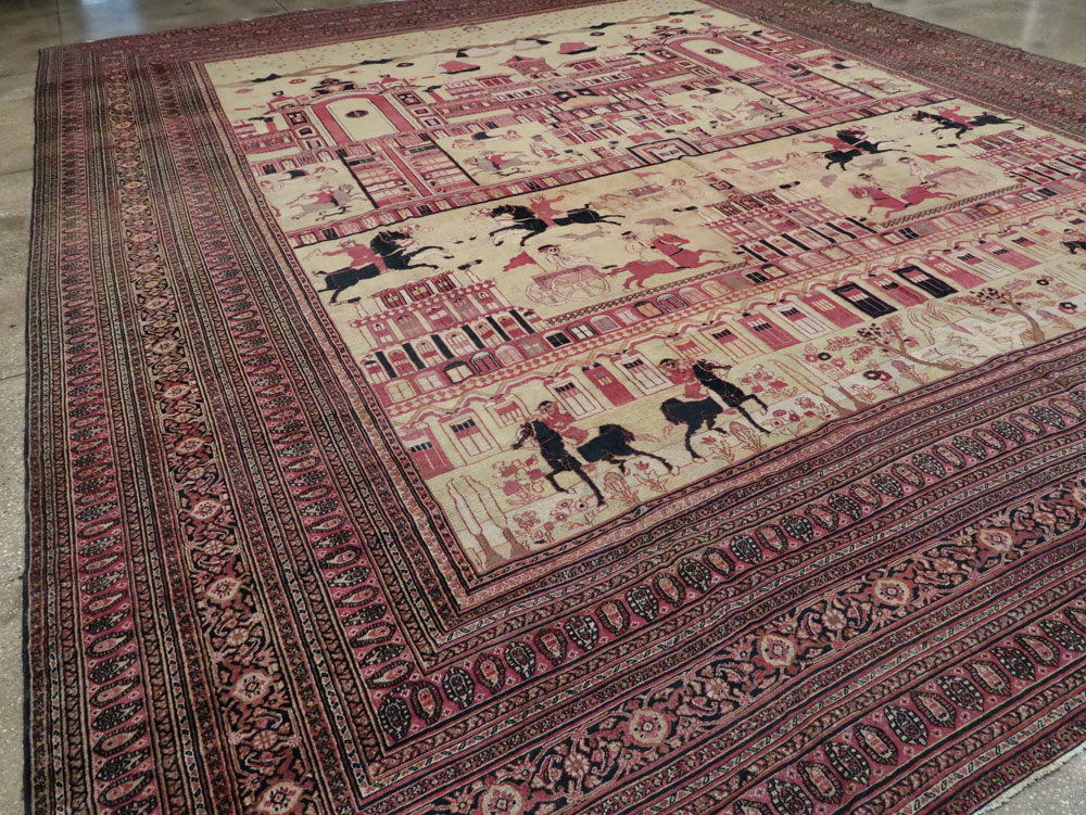 Antique Persian Dorokhsh Pictorial Carpet, No.20362 - Galerie Shabab