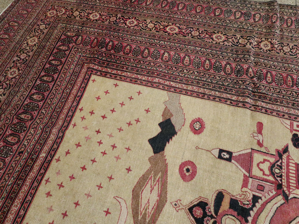 Antique Persian Dorokhsh Pictorial Carpet, No.20362 - Galerie Shabab