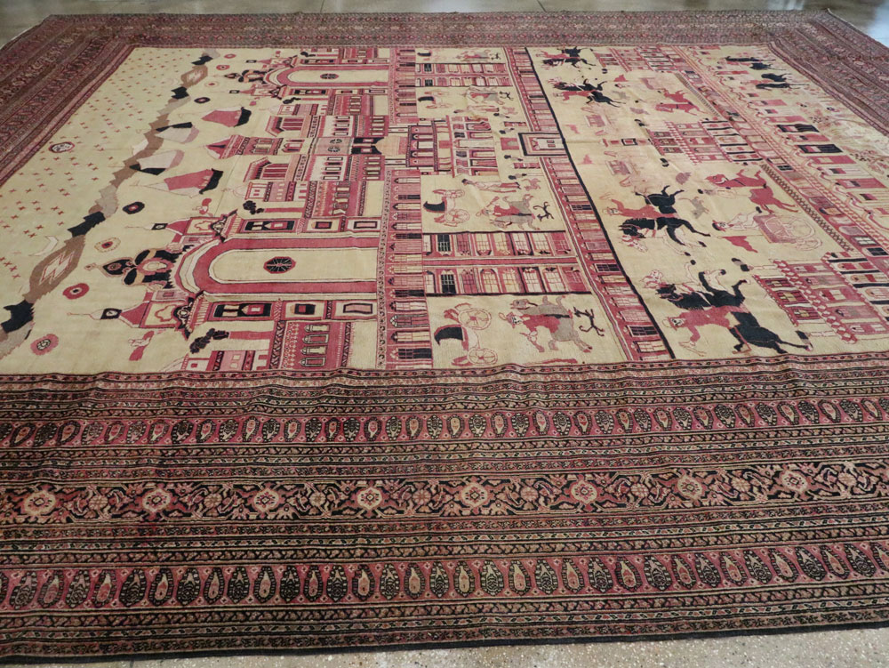 Antique Persian Dorokhsh Pictorial Carpet, No.20362 - Galerie Shabab