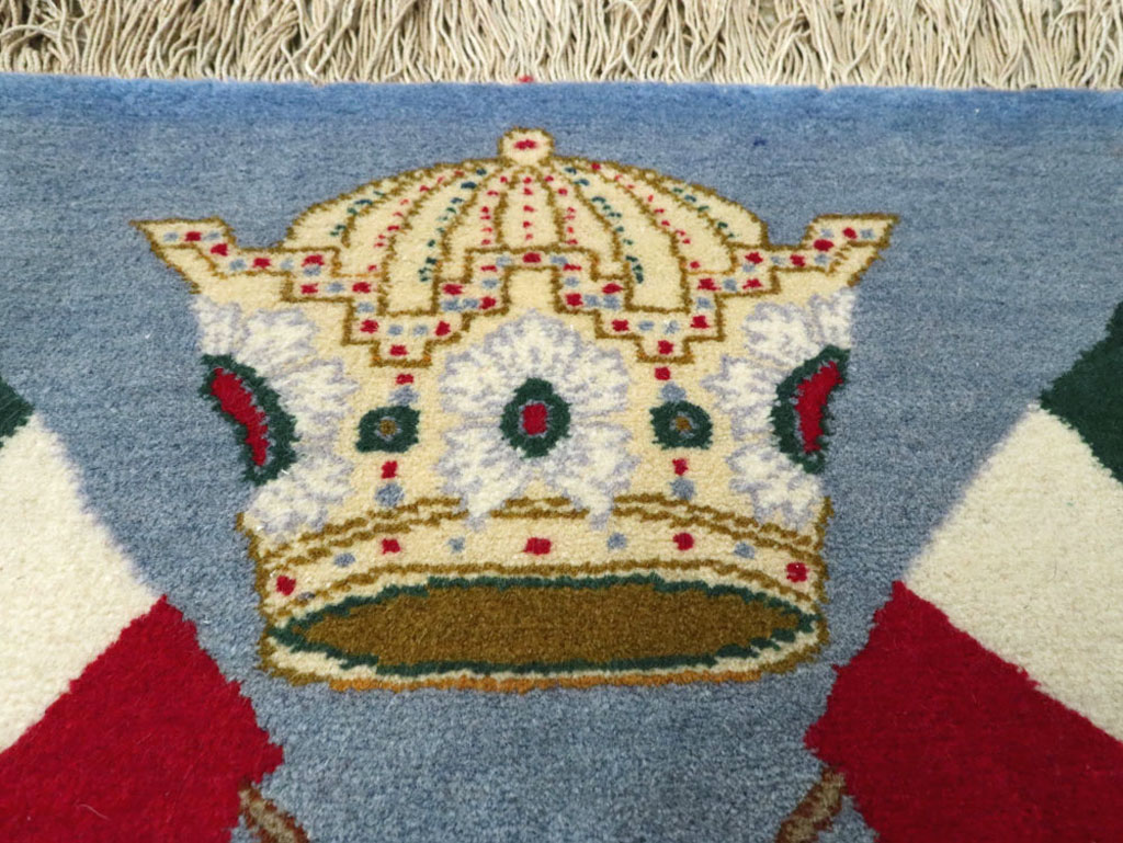 Vintage Persian Kashan Flag Pictorial Rug, No.20369 - Galerie Shabab