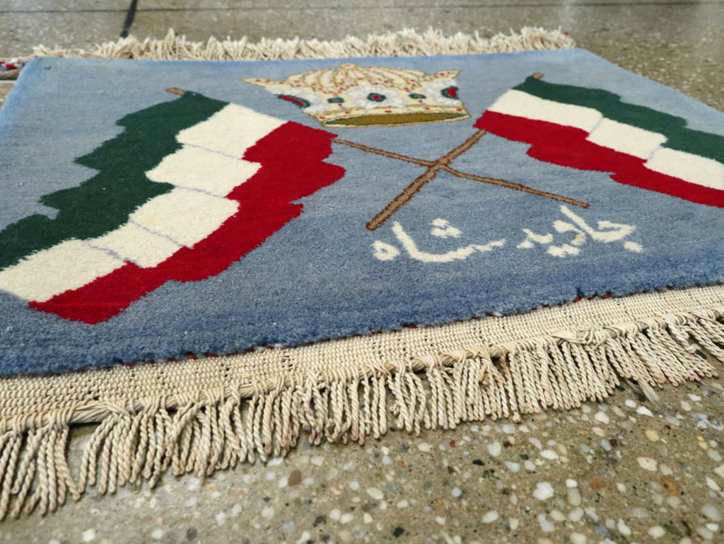 Vintage Persian Kashan Flag Pictorial Rug, No.20369 - Galerie Shabab
