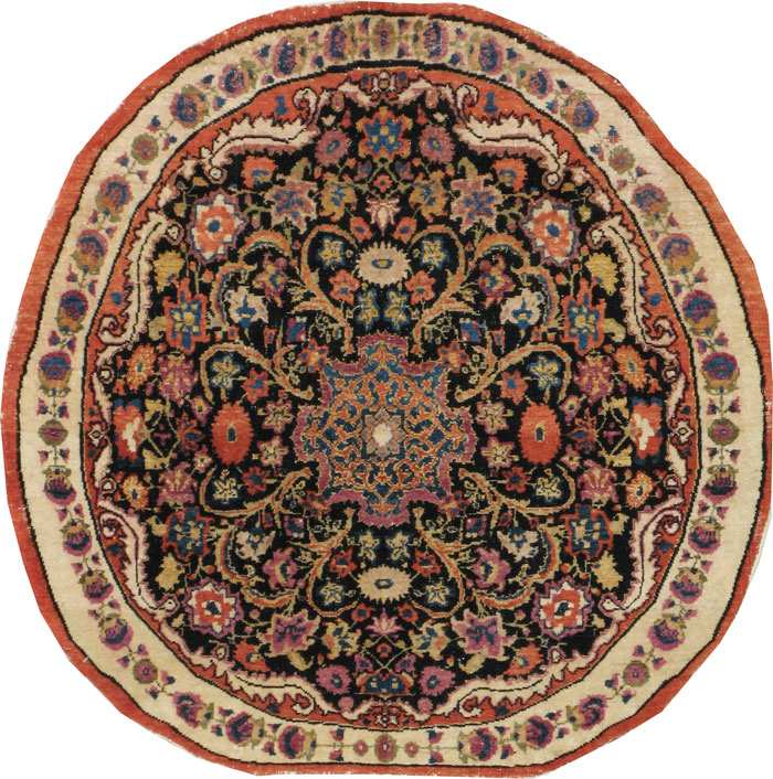 Antique Persian Tabriz Round Rug, No.20380 - Galerie Shabab