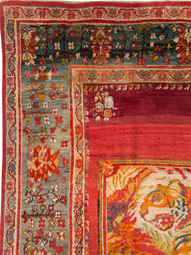 Antique Pictorial Oushak Carpet, No.20483 - Galerie Shabab