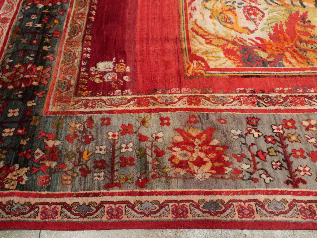 Antique Pictorial Oushak Carpet, No.20483 - Galerie Shabab