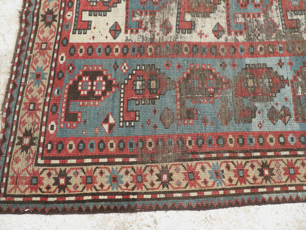 Antique Caucasian Kazak Distressed Rug, No.20515 - Galerie Shabab