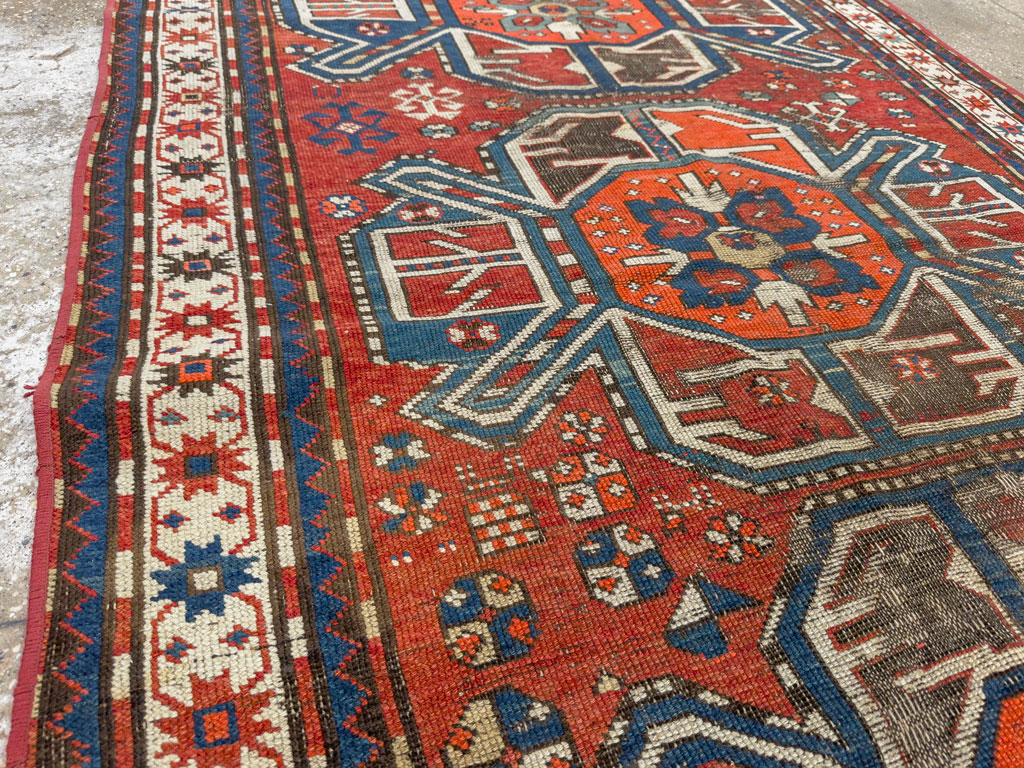 Antique Caucasian Kazak Distressed Rug, No.20529 - Galerie Shabab