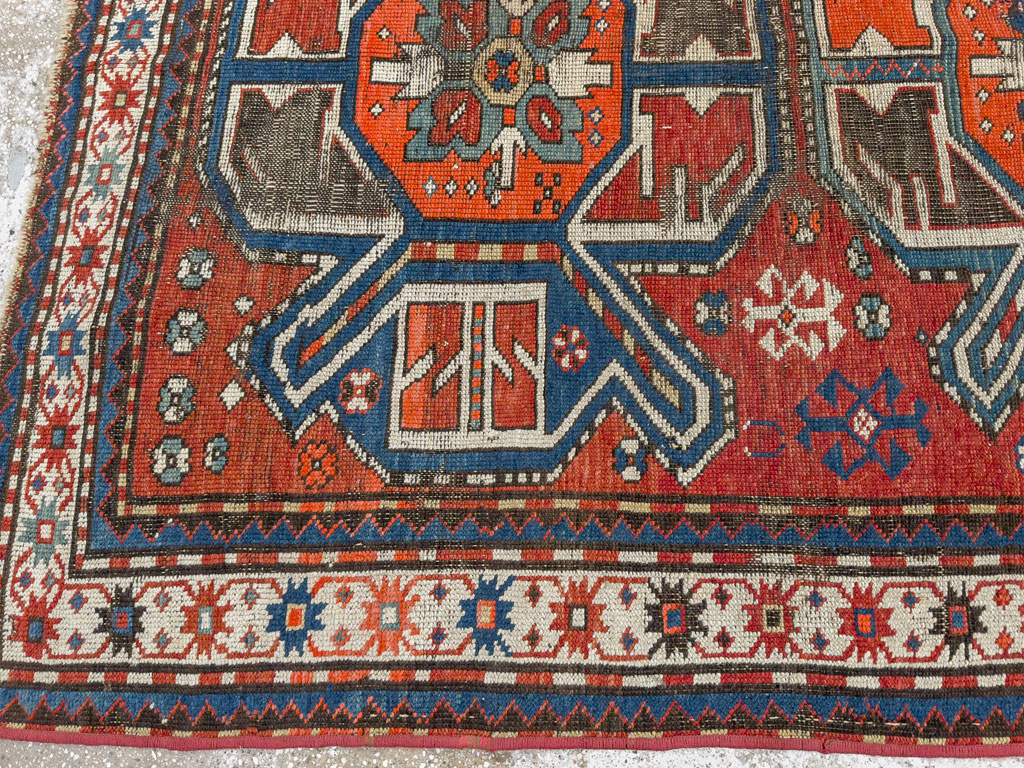 Antique Caucasian Kazak Distressed Rug, No.20529 - Galerie Shabab