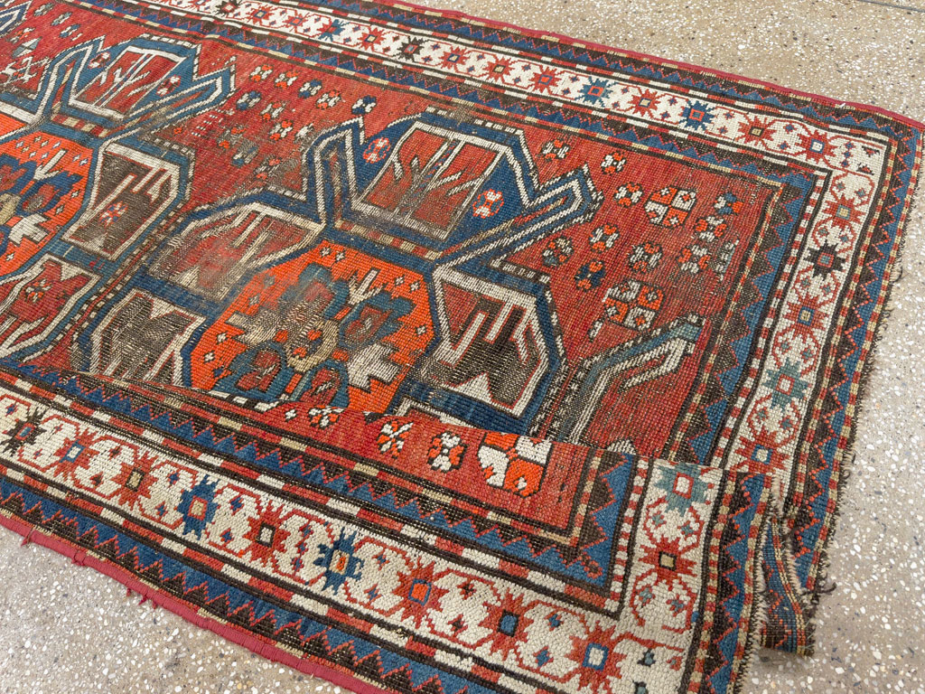 Antique Caucasian Kazak Distressed Rug, No.20529 - Galerie Shabab