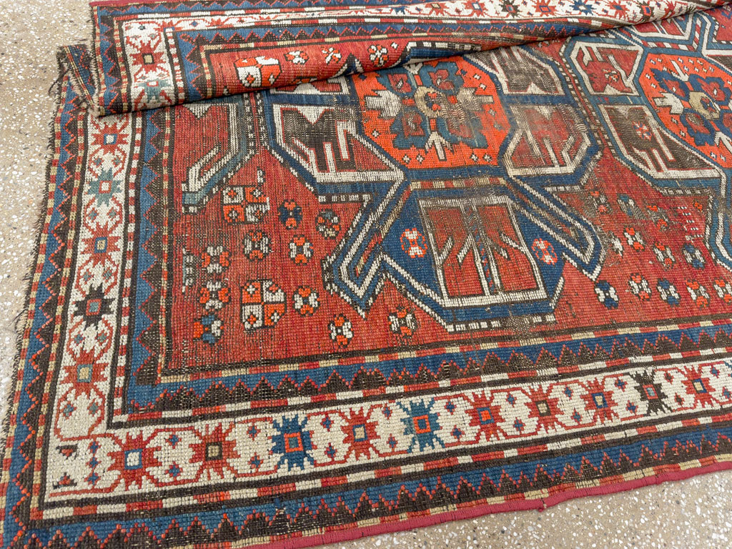 Antique Caucasian Kazak Distressed Rug, No.20529 - Galerie Shabab
