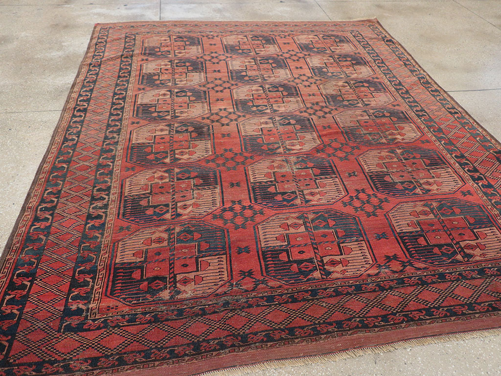 Antique Central Asian Turkoman Distressed Rug, No.20536 - Galerie Shabab