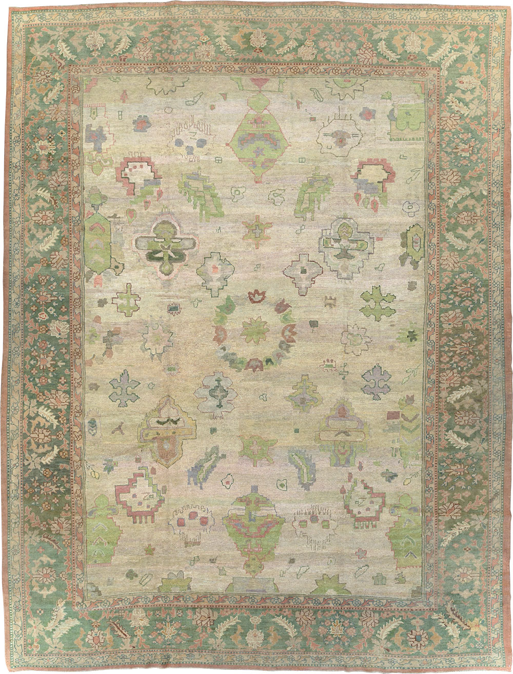 Vintage Turkish Oushak Large Room Size Carpet, No.20585 - Galerie Shabab
