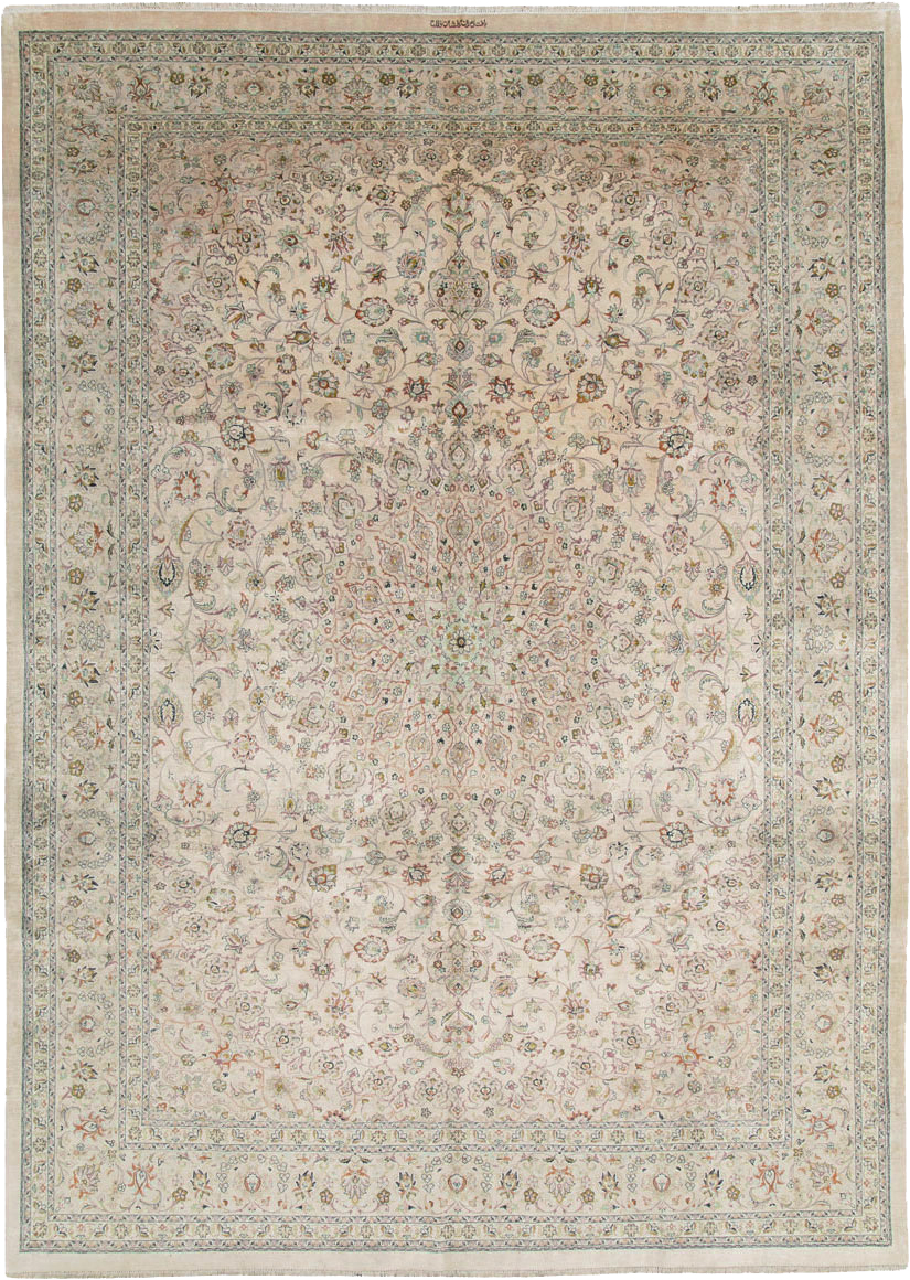 Vintage Persian Kashan Silk Carpet, No.20595 - Galerie Shabab