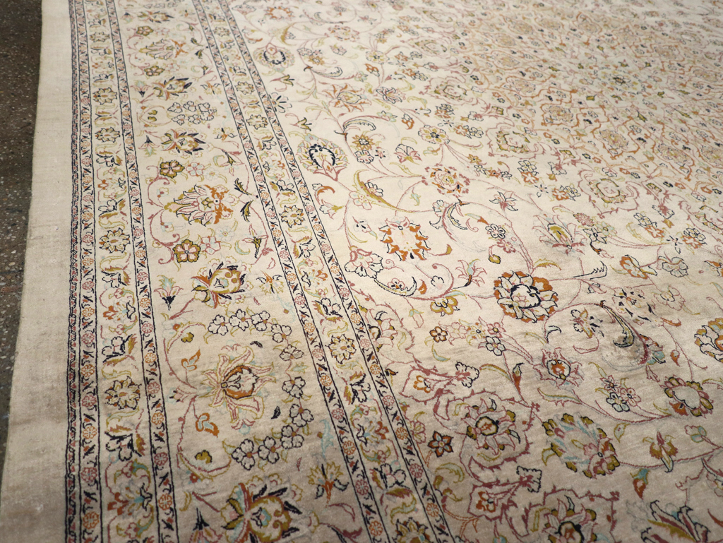 Vintage Persian Kashan Silk Carpet, No.20595 - Galerie Shabab