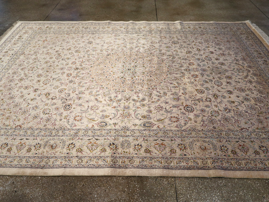 Vintage Persian Kashan Silk Carpet, No.20595 - Galerie Shabab