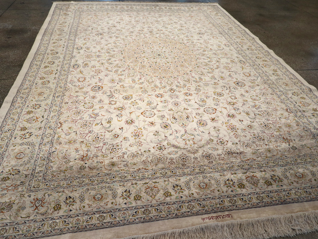 Vintage Persian Kashan Silk Carpet, No.20595 - Galerie Shabab