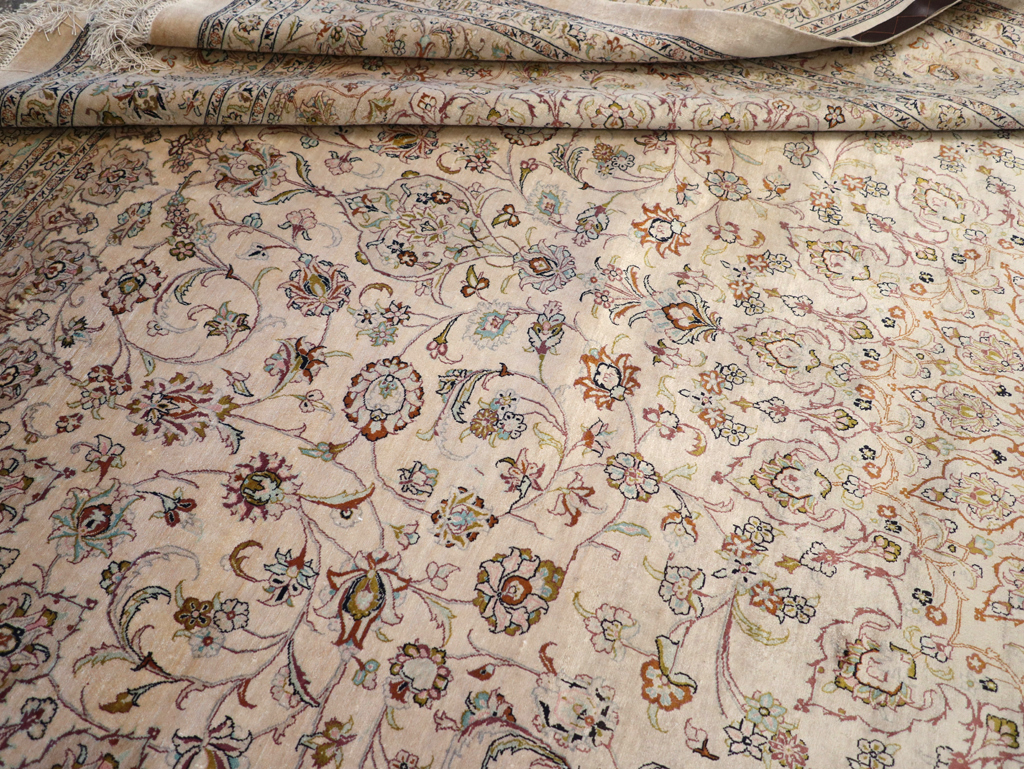 Vintage Persian Kashan Silk Carpet, No.20595 - Galerie Shabab