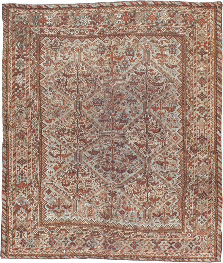 Antique Persian Shiraz Square Rug, No.20706 - Galerie Shabab