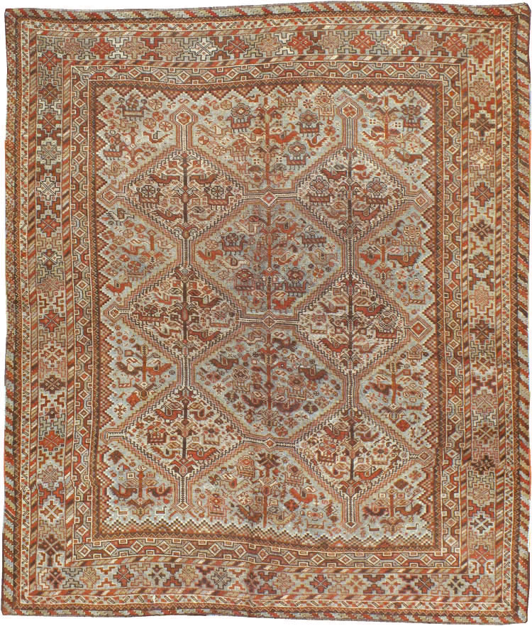 Antique Persian Shiraz Square Rug, No.20706 - Galerie Shabab
