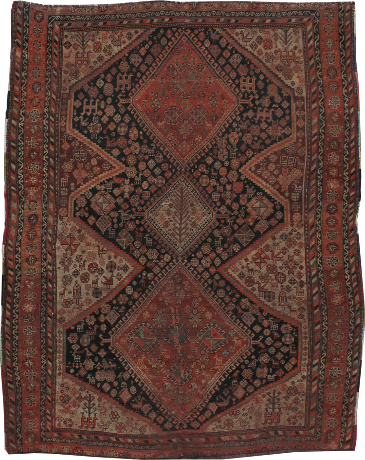 Antique Shiraz Distressed Rug, No.20795 - Galerie Shabab