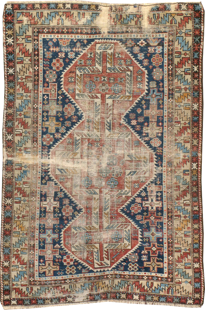 Antique Caucasian Kuba Distressed Rug, No.20859 - Galerie Shabab