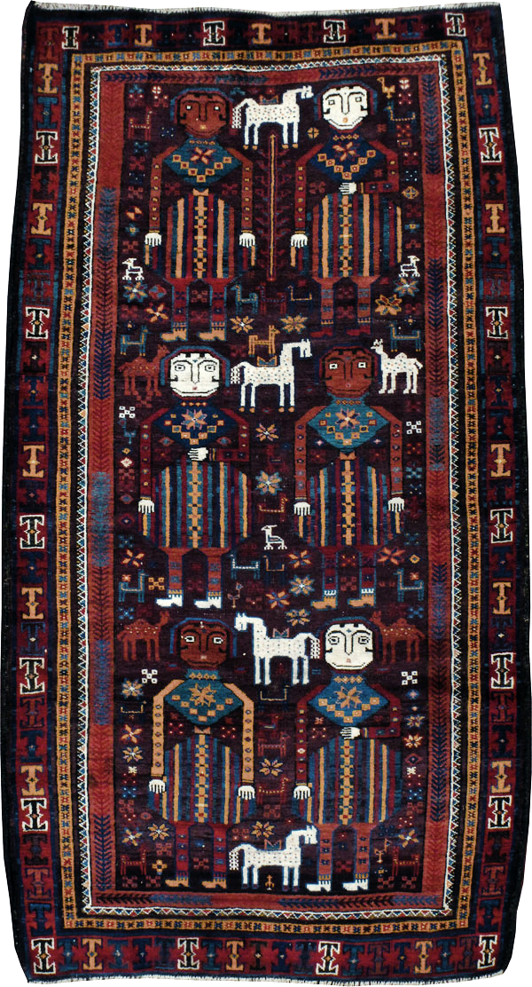 Vintage Persian Baluch Pictorial Rug, No.20886 - Galerie Shabab