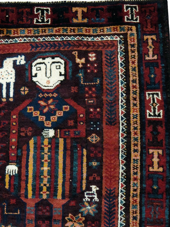 Vintage Persian Baluch Pictorial Rug, No.20886 - Galerie Shabab