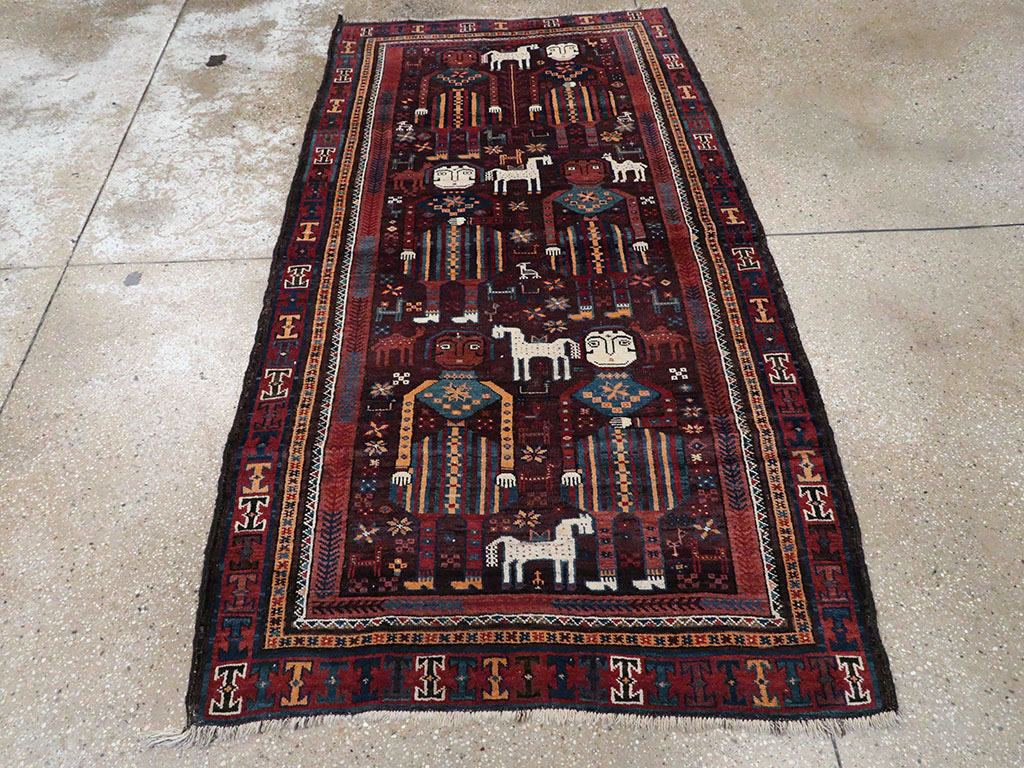 Vintage Persian Baluch Pictorial Rug, No.20886 - Galerie Shabab