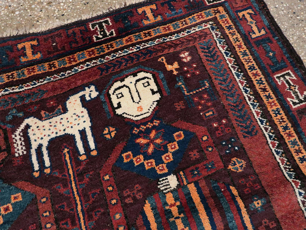Vintage Persian Baluch Pictorial Rug, No.20886 - Galerie Shabab