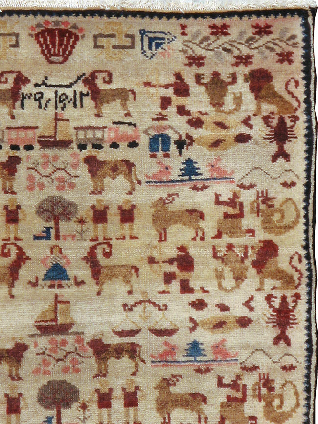 Vintage Persian Hamadan Pictorial Rug, No.20907 - Galerie Shabab