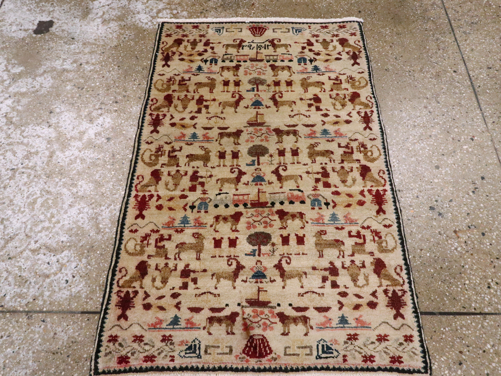 Vintage Persian Hamadan Pictorial Rug, No.20907 - Galerie Shabab