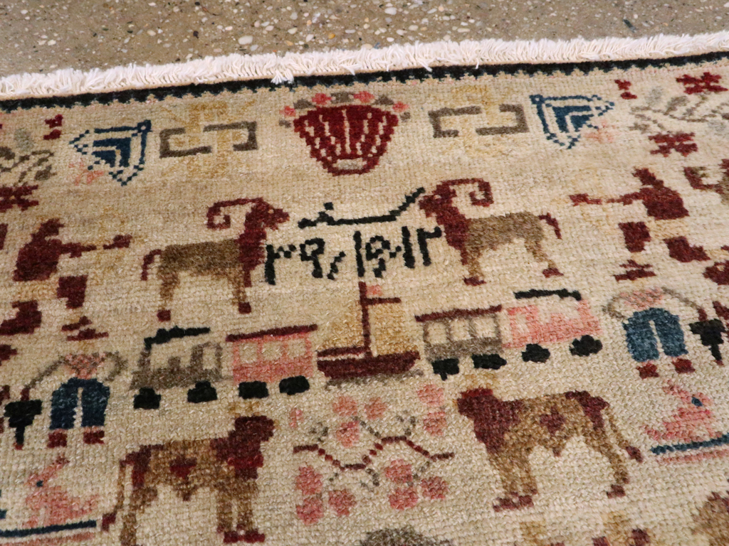 Vintage Persian Hamadan Pictorial Rug, No.20907 - Galerie Shabab