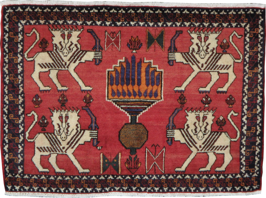 Vintage Persian Shiraz Pictorial Rug (Pair: 2 of 2), No.20914 - Galerie Shabab