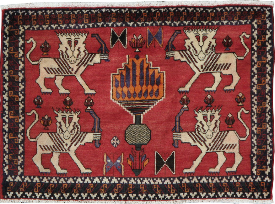 Vintage Persian Shiraz Pictorial Rug (Pair: 1 of 2), No.20915 - Galerie Shabab