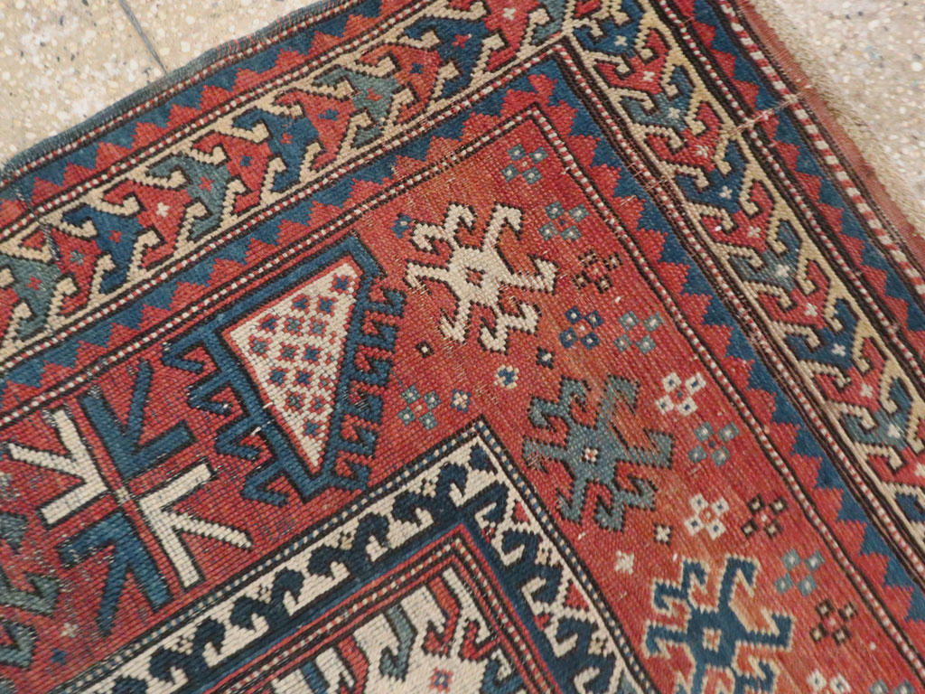 Antique Caucasian Kazak Distressed Rug, No.20954 - Galerie Shabab