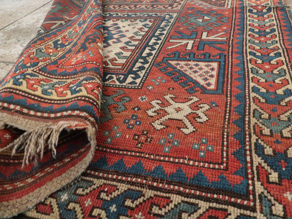 Antique Caucasian Kazak Distressed Rug, No.20954 - Galerie Shabab