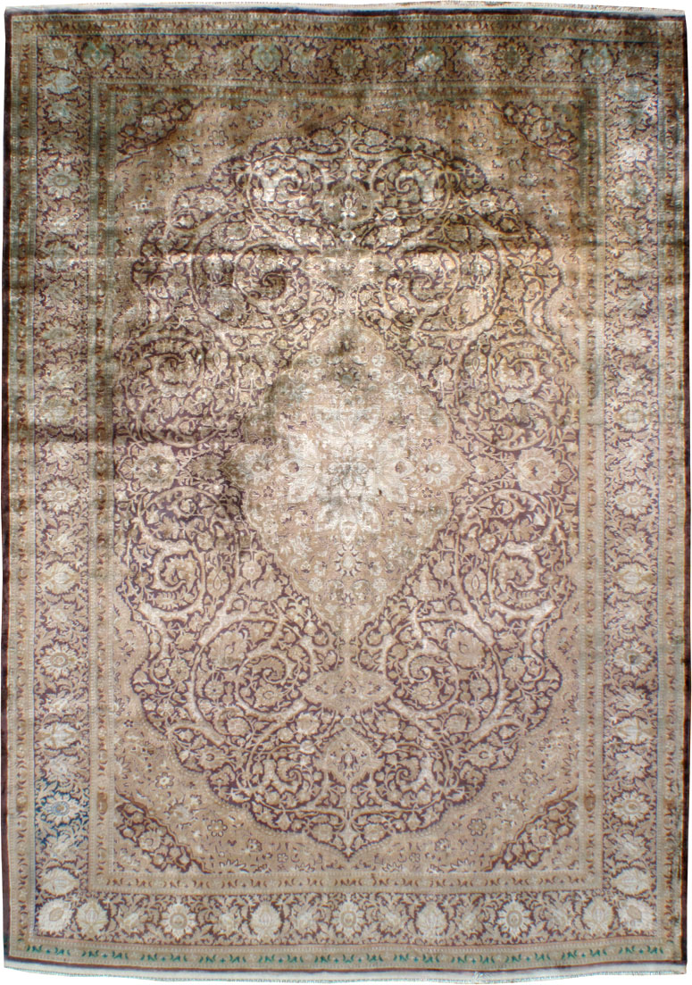 Antique Persian Kashan Silk Carpet, No.20986 - Galerie Shabab