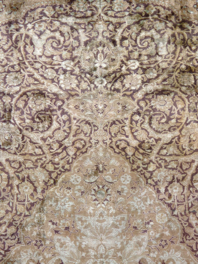Antique Persian Kashan Silk Carpet, No.20986 - Galerie Shabab