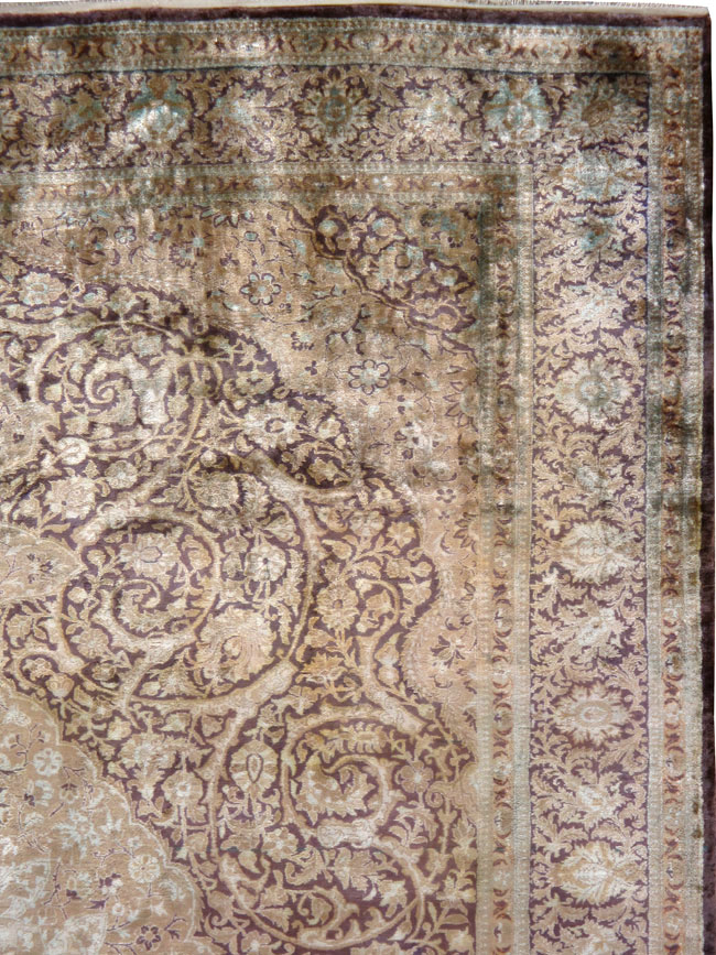 Antique Persian Kashan Silk Carpet, No.20986 - Galerie Shabab
