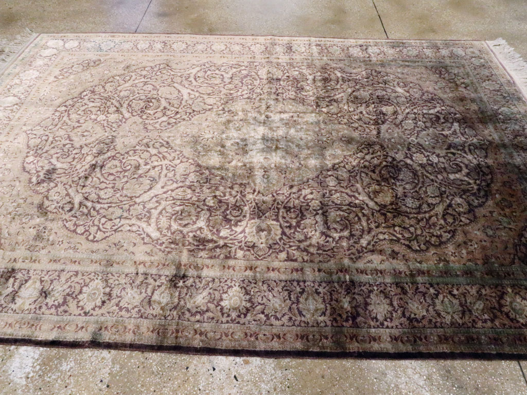 Antique Persian Kashan Silk Carpet, No.20986 - Galerie Shabab