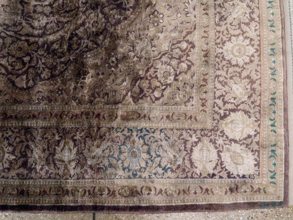 Antique Persian Kashan Silk Carpet, No.20986 - Galerie Shabab