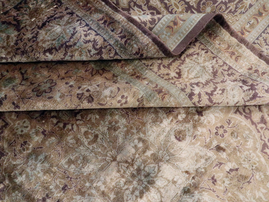 Antique Persian Kashan Silk Carpet, No.20986 - Galerie Shabab