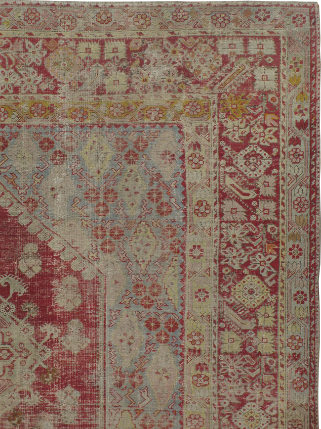 Antique Oushak Distressed Carpet, No.20987 - Galerie Shabab
